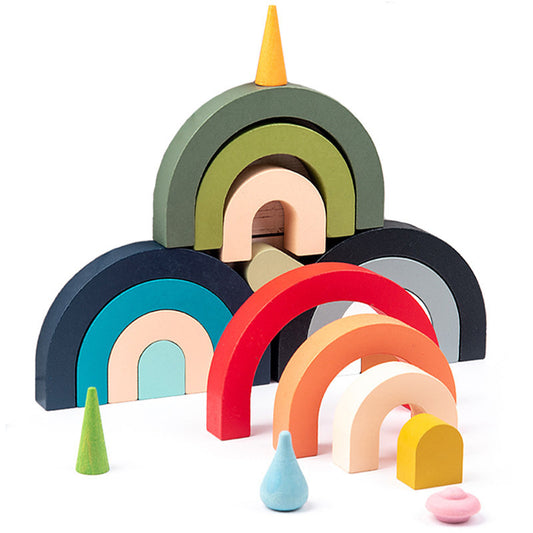 Children Wooden Rainbow Arched Stacked Toy