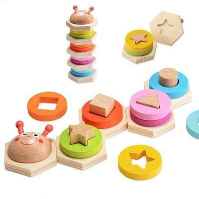 Wooden Shape Sorting Stacking Puzzle