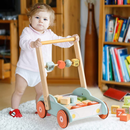 Wooden Walker Push With ABC 123 Traffic Sign Gifts For Todders