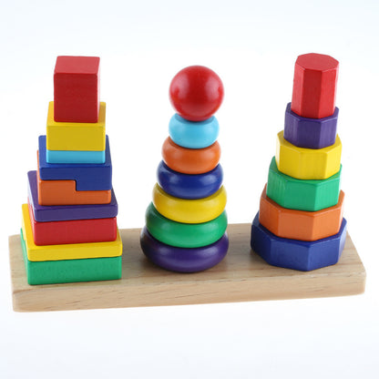 Three Pillar Intelligence Tower Wooden Educational Toy