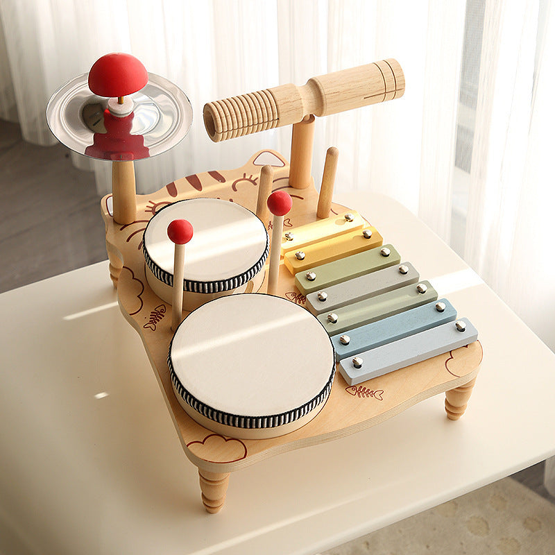 Children's Early Education Wooden Multifunctional Drum Stand