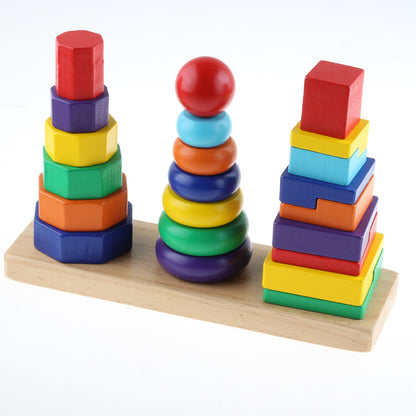 Three Pillar Intelligence Tower Wooden Educational Toy