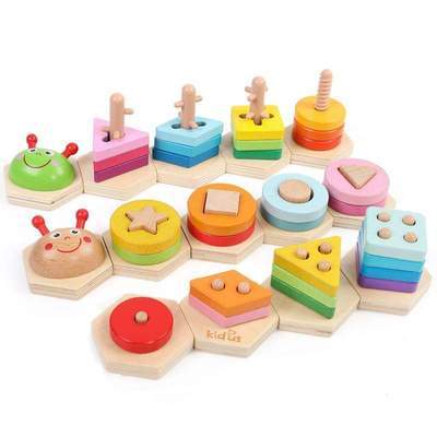 Wooden Shape Sorting Stacking Puzzle